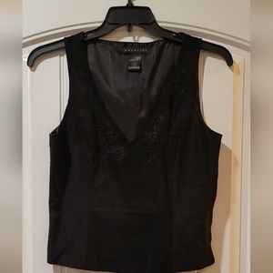 Parallel black suede floral cut-out tank top
